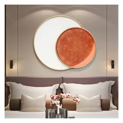 700mm 3D Geometric Metal Wall Decor Oversized Overlapping Home Art in White & Orange