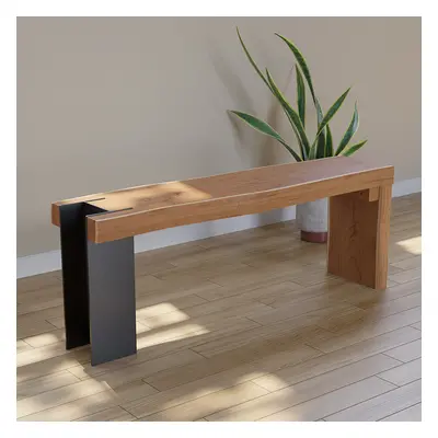 Natural Wood Entryway Bench Modern Bench with Steady Metal Legs