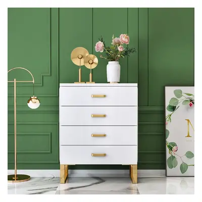 Modern White Chest with 4-Drawer Gold Legs in Large