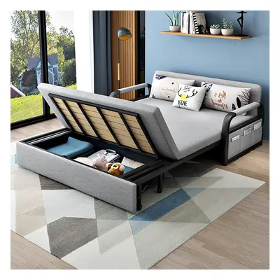 Modern Full Sleeper Sofa Linen Upholstered Convertible Sofa with Storage