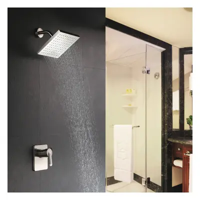 Modern Square Brass Rainfall Shower Head Wall Mount Rainshower System in Brushed Nick