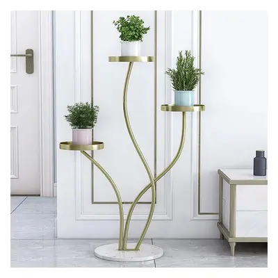 Modern Tall Metal Plant Stand Indoor 3 Tier Corner Planter in Gold