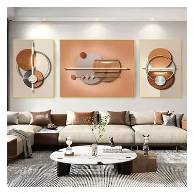 3 Pieces Modern Geometric Abstract Wall Decor Set Canvas Print with Frame Living Room