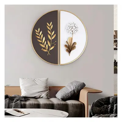 2 Pieces White & Brown Glam Metal Wall Decor Home Art with Semi-Circle Design Bedroom