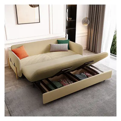 78.8" King Sleeper Sofa Beige Upholstered Convertible Sofa Bed with Storage