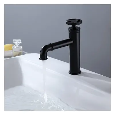 Ruth Industrial Matte Black Monobloc Bathroom Tap Single Lever Handle Brass