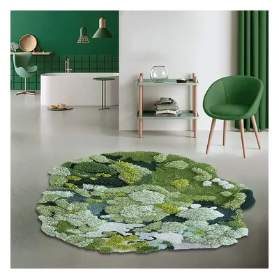 800mm Green Moss Rug 3D Tufted Wool Handmade Colorful Forest Carpet Bedside Living Room