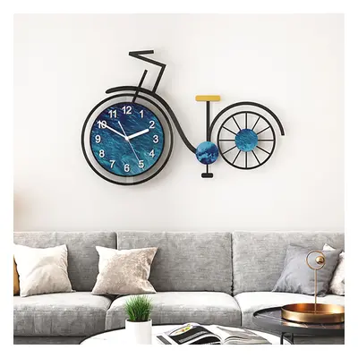 625mm Modern 3D Acrylic Silent Large Bicycle Wall Clock Home Decor Art in Black & Blue