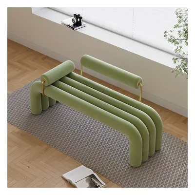 Modern Green Line Tufted Bench Velvet Upholstered Entryway Bench in Gold Finish