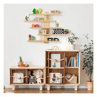 5-Tier Wall Wooden Display Shelf Kids Room Decoration Toy Storage Organizer