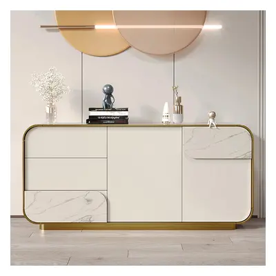 1600mm Modern Off White Sideboard Buffet with Storage White Sintered Stone Credenza