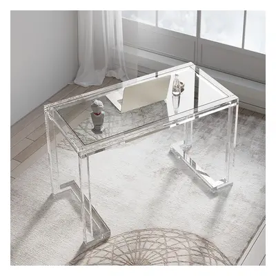 Savea 1000mm Modern Rectangular Clear Tempered Glass Office Writing Desk