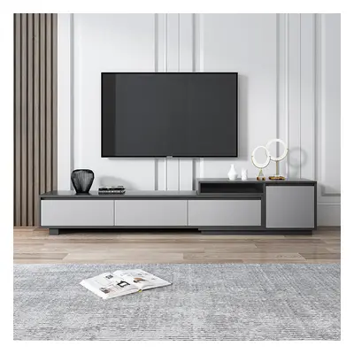 Modern Black Wood Retracted & Extendable TV Stand with 3-Drawer Up to 2750mm