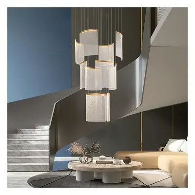 11-Light Gold Entryway Foyer 3-Tiered LED Chandelier Modern Hotel Hollow Pendant Light