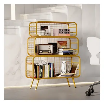 3 Tier Modern Gold Mesh Standing Etagere Bookshelf