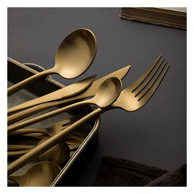 60-Pieces Stainless Steel Flatware Set in Brushed Gold, Service for 12