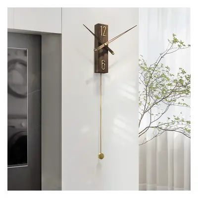 Modern Large Decorative Wall Clock Rectangle Walnut Wood Wall Clocks with Pendulum