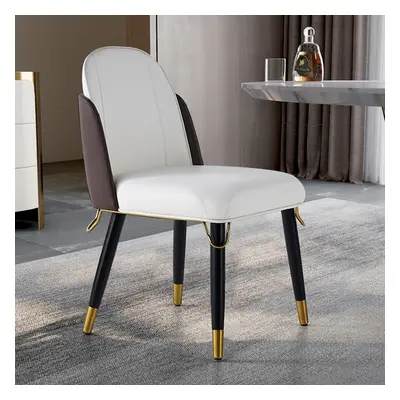 Modern Dining Chairs PU Leather Upholstered Warm White Upholstered Side Chair Set of 2 Dining Ro