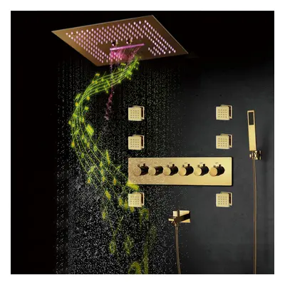 Wall-Mounted 406mm Shower Set Rainfall 5 Functions Thermostatic