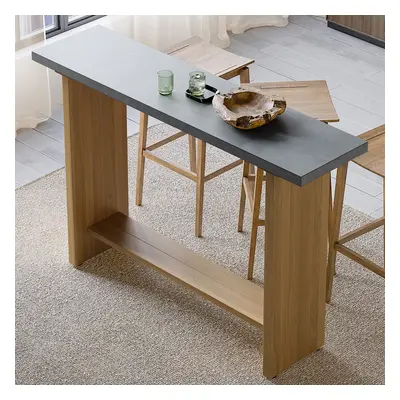 1400mm Concrete Grey Bar Height Pub Table Kitchen Bar Table Solid Wood Natural Pedestal