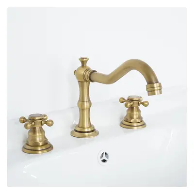 Chester Traditional Dual Handle Bathroom 3-Hole Basin Tap Victorian Spout