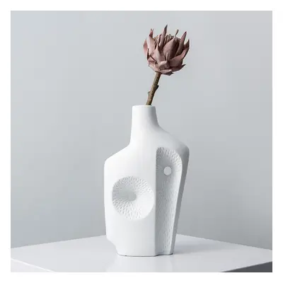 Modern White Resin Flower Vase Sculpture Home Decorative Figurine Object Desk Decor Art