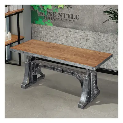 1600mm Industrial Office Desk Executive Desk with Solid Wood Top Bridge Base