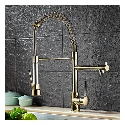 Brewst Luxury Pull Out Sprayer Double Spout Kitchen Mixer Tap Monobloc Solid Brass