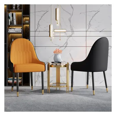 Set of 2 Modern Dining Chairs PU Leather with Upholstered in Orange & Black Dining Room Chairs