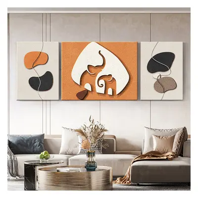 3 Pieces Elephant Wall Decor Set Modern 3D Abstract Geometric Painting Art Living Room