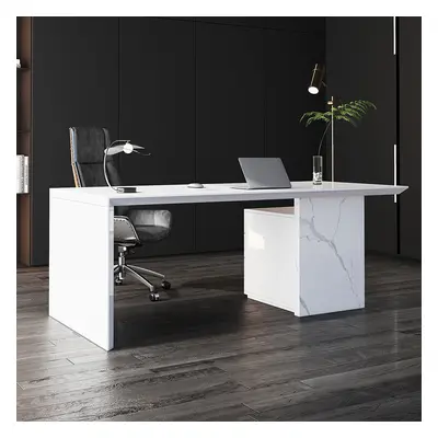 Modern White Wooden Home Office Desk with Movable File Cabinet Office Furniture (1800mm)