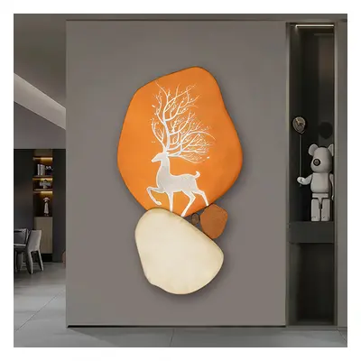 Modern Wooden Deer Wall Decor Irregular Abstract Elk Painting Art Living Room Bedroom