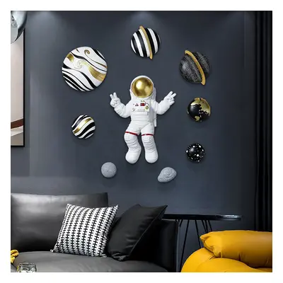 9 Pieces Art Deco Astronaut Planet Wall Decor Hanging Resin Person Sculpture Statue Set