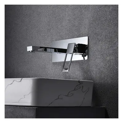 Modern Chrome Wall Mount Bathroom Basin Tap Solid Brass