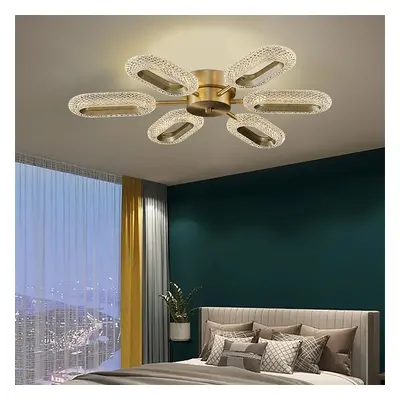 Ovated Brass Semi Flush Mount Light 6-Light LED Ceiling Light Ring Light Fixture in Gold