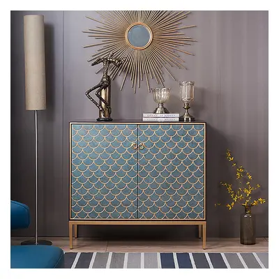 Modern Cabinet Scale Patterned Sideboard Buffet with Doors & Shelves in Small