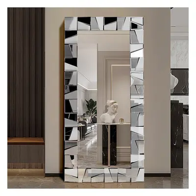 800mm x 1600mm Oversized Glam Rectangle Full Length Floor Mirror Silver Glass Frame