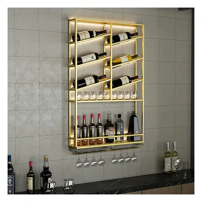 Industrial Wall Mounted Wine Rack with Bottle Rack -Gold