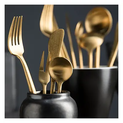 60 Pieces Brushed Gold Stainless Steel Flatware Set, Service for 12