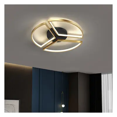 Geometric Semi Flush Mount LED Ceiling Light with Golden Frame