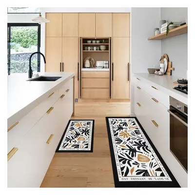 2 Pieces Modern Flower Kitchen Runner Mats Non-slip Absorbent Widen Kitchen Rug Set