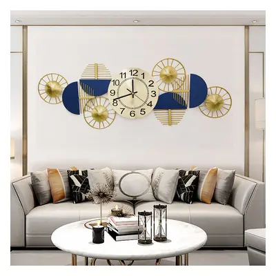 Blue & Gold Luxury Fashion Artistic Home Large Metal Wall Clock Decor