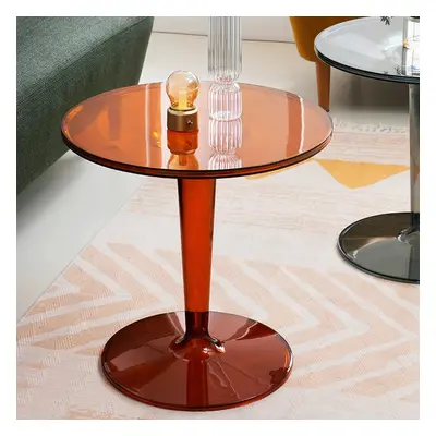 Acrylic End Table Amber Modern Accent Table Clear Round Side Table