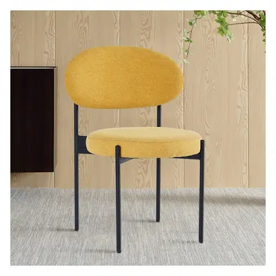 Modern Upholstered Dining Chairs Linen Side Chair (Set of 2) in Yellow