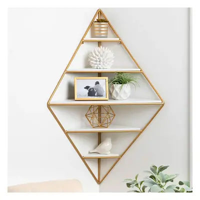 Modern Corner Wall Shelves Triangle Floating Shelves in Gold & White