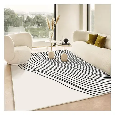 1530mm x 2430mm Multipurpose Rectangular Contemporary Low-key Black & White Area Rug