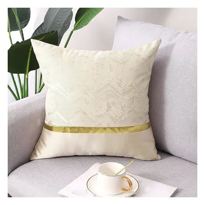 450mm x 450mm Modern Off White & Gold Throw Pillow Cover PU Leather Cushion Protector