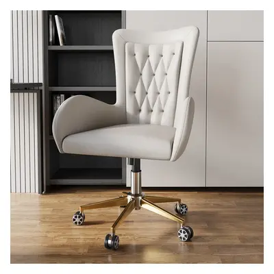 Oakic Modern Leather Office Chair White Ergonomic Desk Chair with Swivel Base & Height Adjustabl