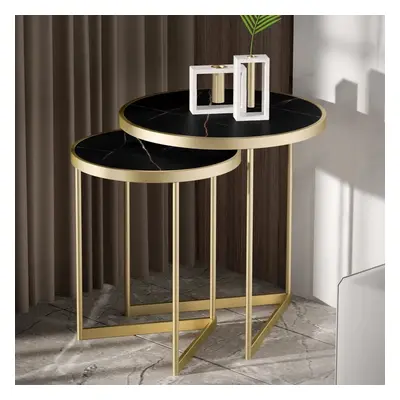 Black End Table Sets Modern Marble Top Side Table