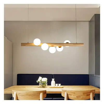 Linearc Modern Linear Pendant Light Glass Globe 5-Light Kitchen Island Light